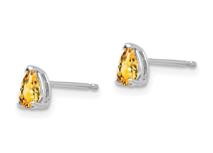 14K white gold citrine stud earrings, alternate view