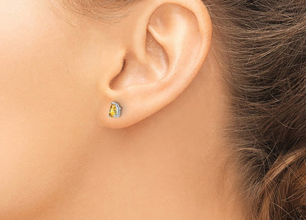 14K white gold citrine stud earrings, another view