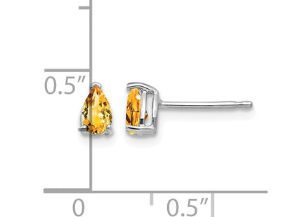 14K white gold citrine stud earrings, further view