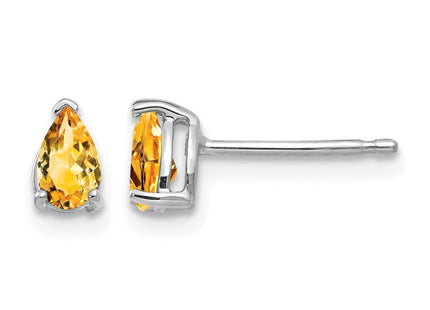 14K white gold citrine stud earrings
