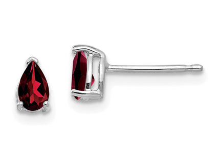 14k White Gold Pear Garnet Earrings (Style XE78WGA)