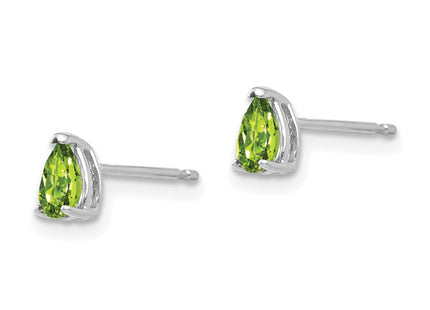 14K white gold peridot earrings, alternate view