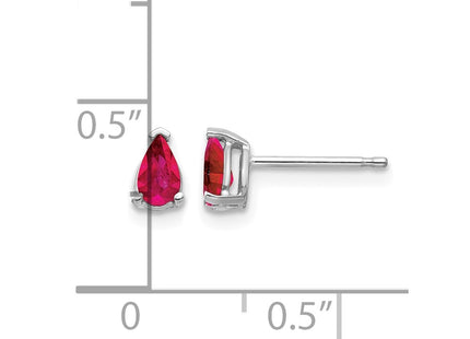 14K white gold ruby earrings, further view