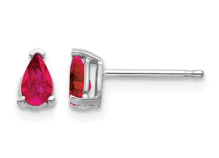 14K white gold ruby earrings