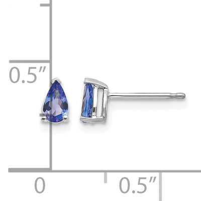 14K White Gold Tanzanite Earrings, 6 x 3mm