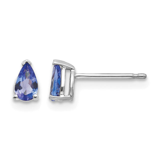 14k White Gold Tanzanite Earrings, 6 x 3mm