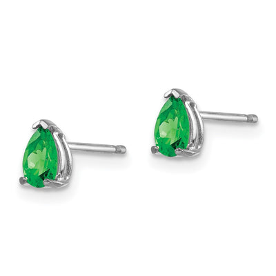 14K White Gold Tsavorite Earrings, 6 x 3mm