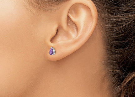 14k White Gold Pear Amethyst Earrings (Style XE79WAM)