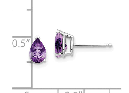 14k White Gold Pear Amethyst Earrings (Style XE79WAM)