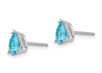 14K white gold blue topaz earrings, alternate view