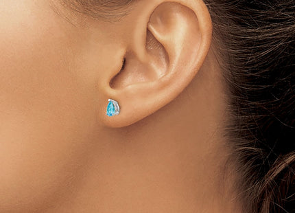 14K white gold blue topaz earrings, another view