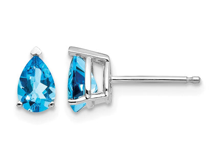 14K white gold blue topaz earrings