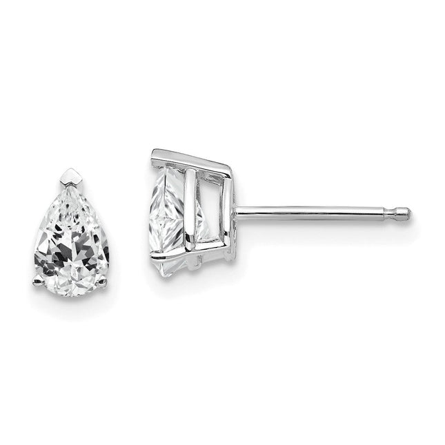 14k White Gold Citrine Pear Stud Earrings, 7 x 4mm
