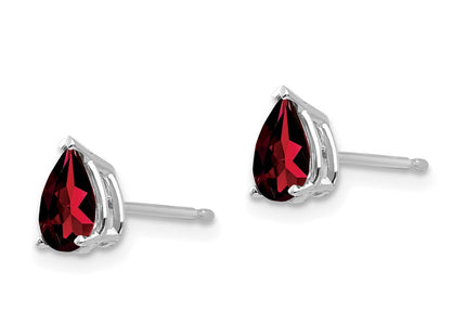 14K white gold garnet earrings, alternate view