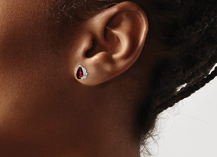 14K white gold garnet earrings, another view