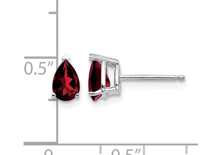 14K white gold garnet earrings, further view