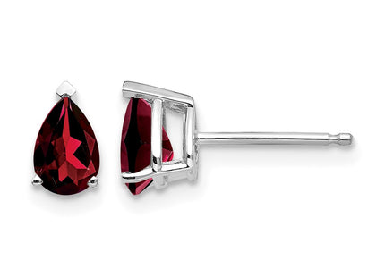 14K white gold garnet earrings