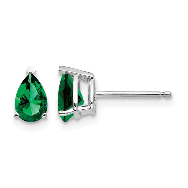 14k White Gold Mount St. Helens Pear Stud Earrings, 7 x 4mm