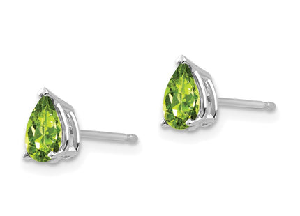 14K white gold peridot earrings, alternate view