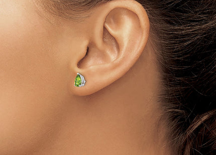 14K white gold peridot earrings, another view