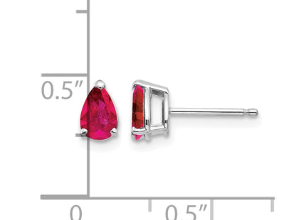 14K white gold ruby earrings, further view