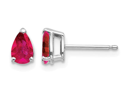 14K white gold ruby earrings