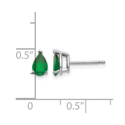 14K White Gold Tsavorite Earrings, 7 x 4mm