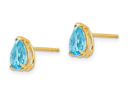 14K gold blue topaz earrings, alternate view