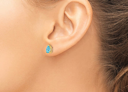 14K gold blue topaz earrings, another view