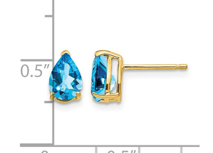14K gold blue topaz earrings, further view