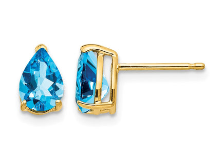 14K gold blue topaz earrings