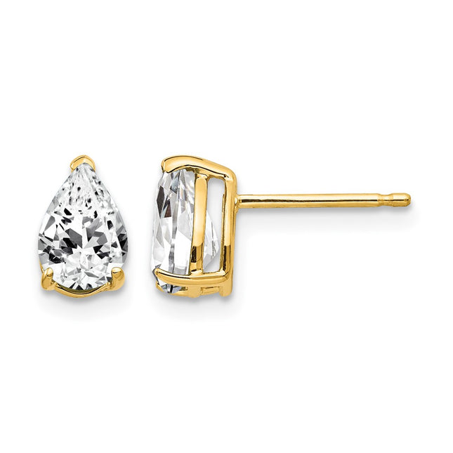 14k Pear Cubic Zirconia Earrings, 8 x 5mm
