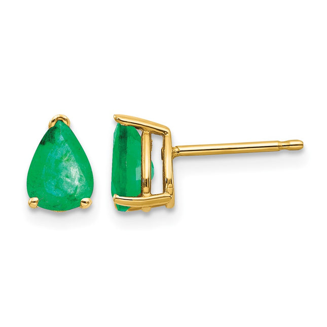 14k Emerald Post Earrings, 8 x 5mm