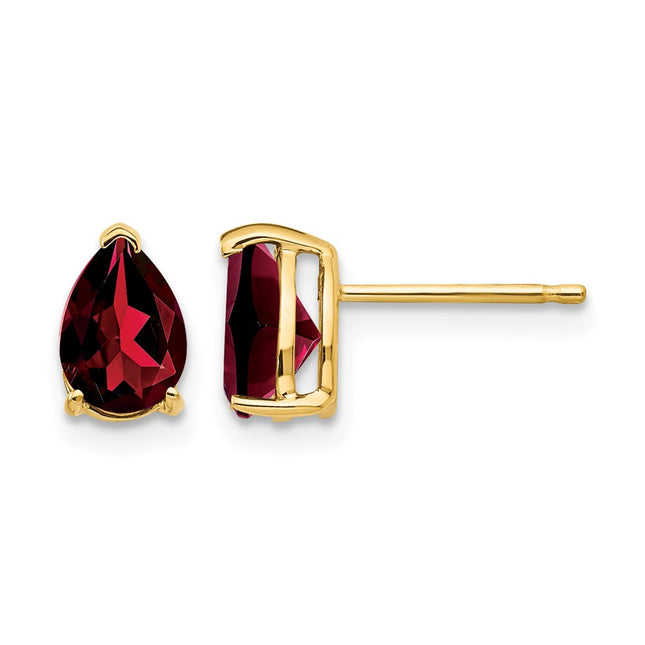 14k Pear Garnet Earrings, 8 x 5mm