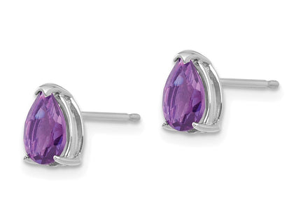 14K white gold amethyst earrings, alternate view