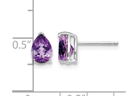 14K white gold amethyst earrings, further view