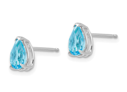 14K white gold blue topaz earrings, alternate view