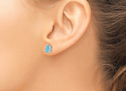 14K white gold blue topaz earrings, another view