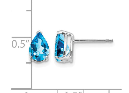 14K white gold blue topaz earrings, further view