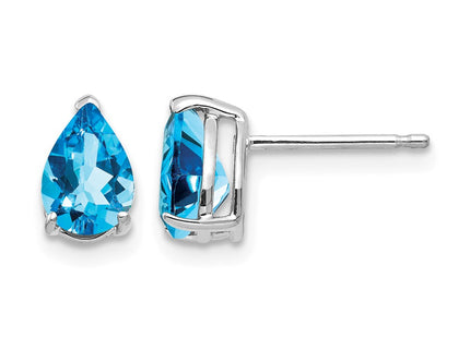 14K white gold blue topaz earrings