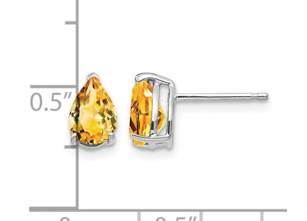 14K white gold citrine earrings, further view