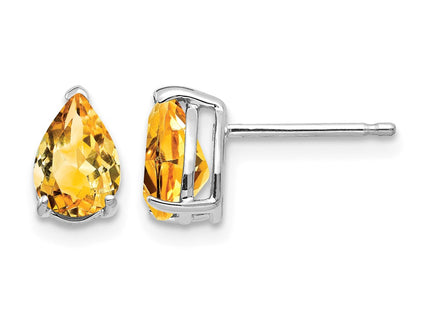 14K white gold citrine earrings