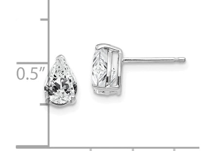 14k White Gold Pear Cubic Zirconia Earrings (Style XE80WCZ)