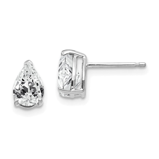 14k White Gold Pear Cubic Zirconia Earrings, 8 x 5mm