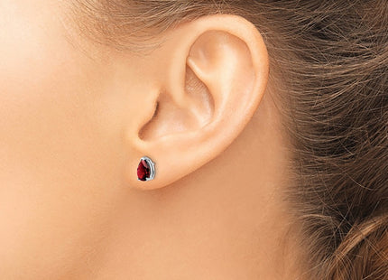 14K white gold garnet earrings, another view