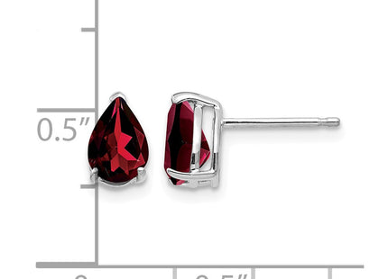 14K white gold garnet earrings, further view