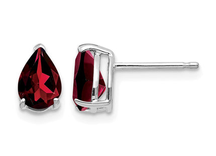 14K white gold garnet earrings
