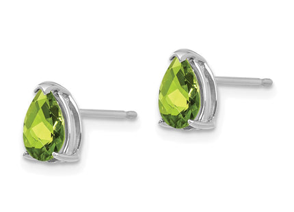 14K white gold peridot stud earrings, alternate view