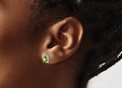 14K white gold peridot stud earrings, another view