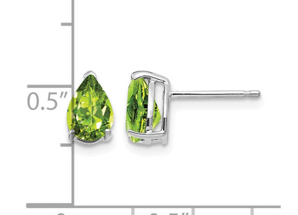 14K white gold peridot stud earrings, further view